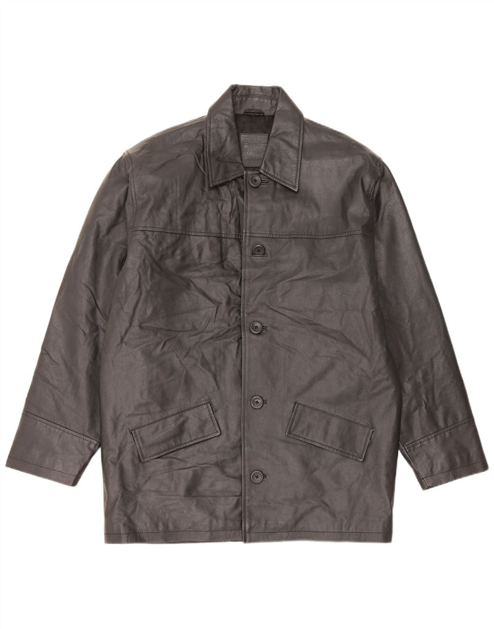 Vintage hombres chaqueta de cuero Reino Unido 40 grande negro