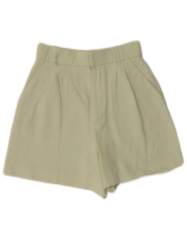 Zara Mujer Shorts Casuales De Talle Alto XS W24 Verde Viscosa