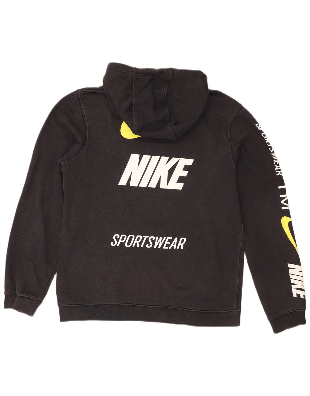 Nike Sudadera con capucha gráfica para hombre, jersey de algodón negro mediano