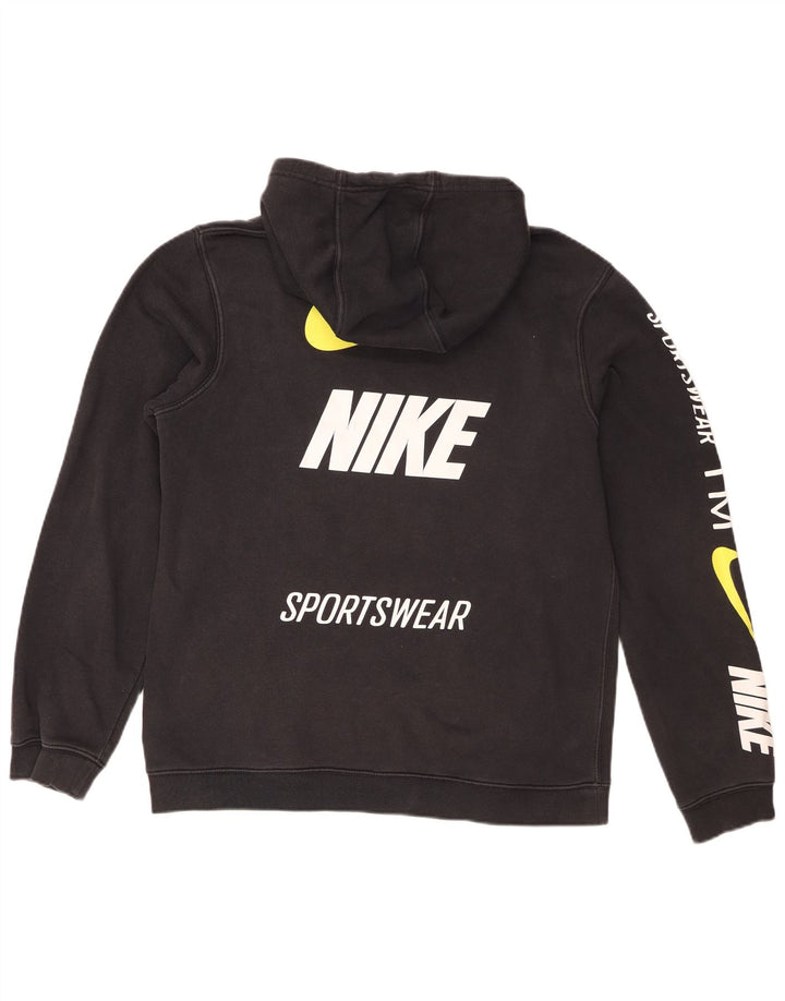Nike Sudadera con capucha gráfica para hombre, jersey de algodón negro mediano