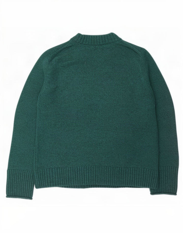 Jigsaw Jersey de cuello redondo para mujer UK 14 Lana verde medio