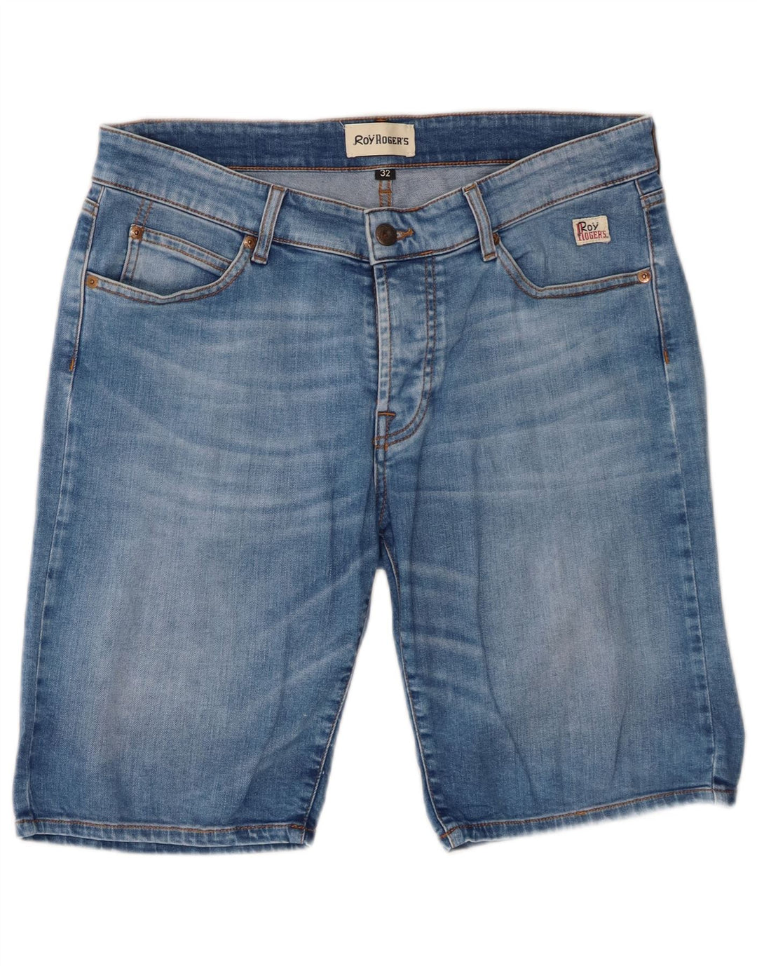 Roy Rogers Pantalones cortos de mezclilla para hombre W32 Algodón azul medio