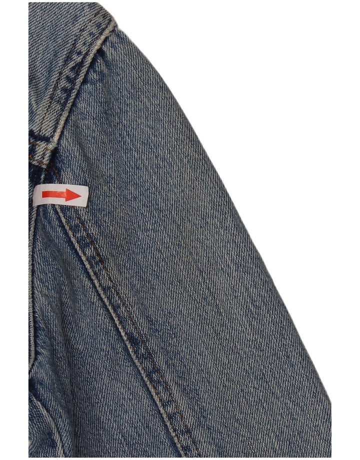 VINTAGE Mujer Crop Denim Chaqueta Reino Unido 14 Azul Medio