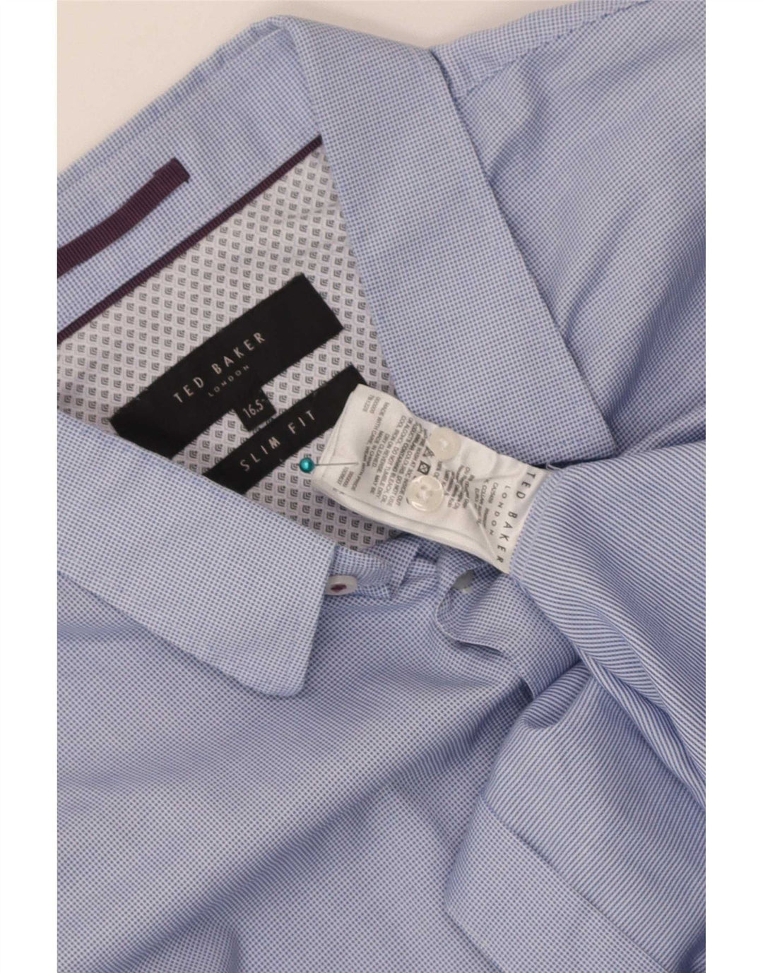 Ted Baker Camisa ajustada para hombre talla 16 1/2 algodón a cuadros azul grande