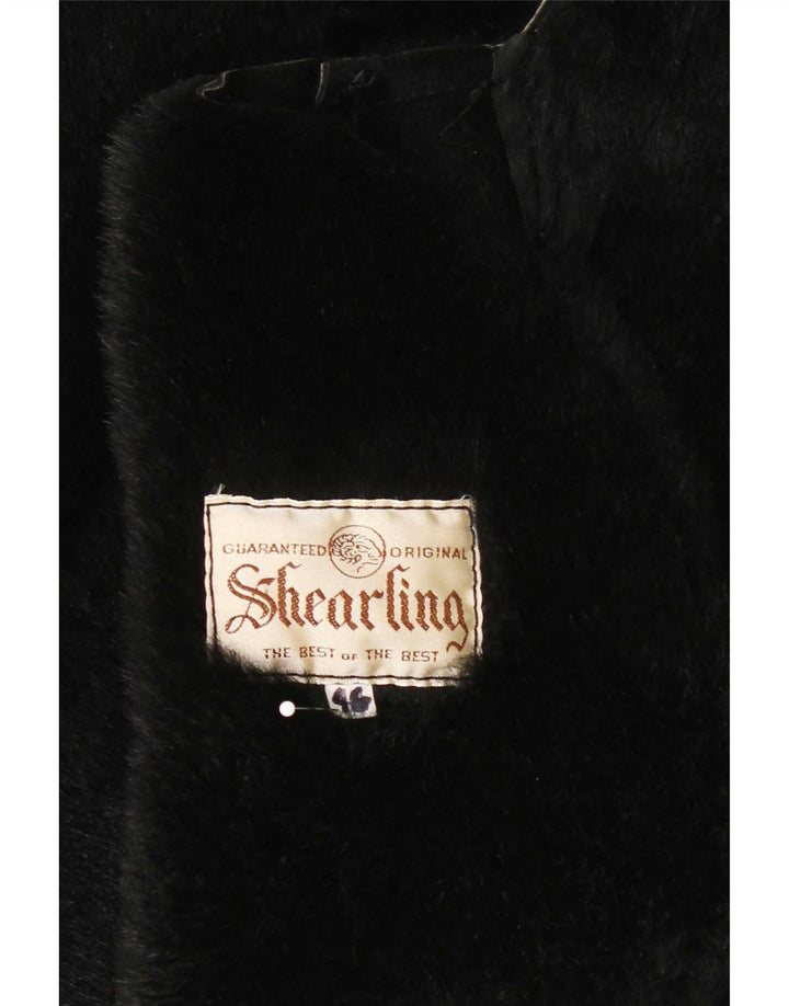 Vintage mujer oversize shearling abrigo IT 46 grande negro shearling