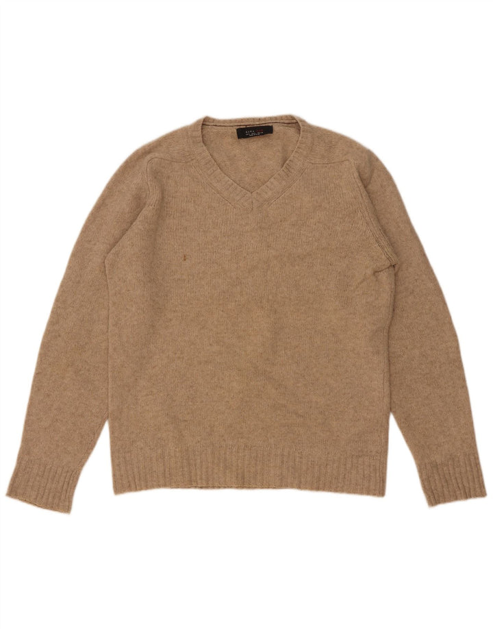 Zara Hombre Jersey Con Cuello En V Jersey Grande Lana Beige