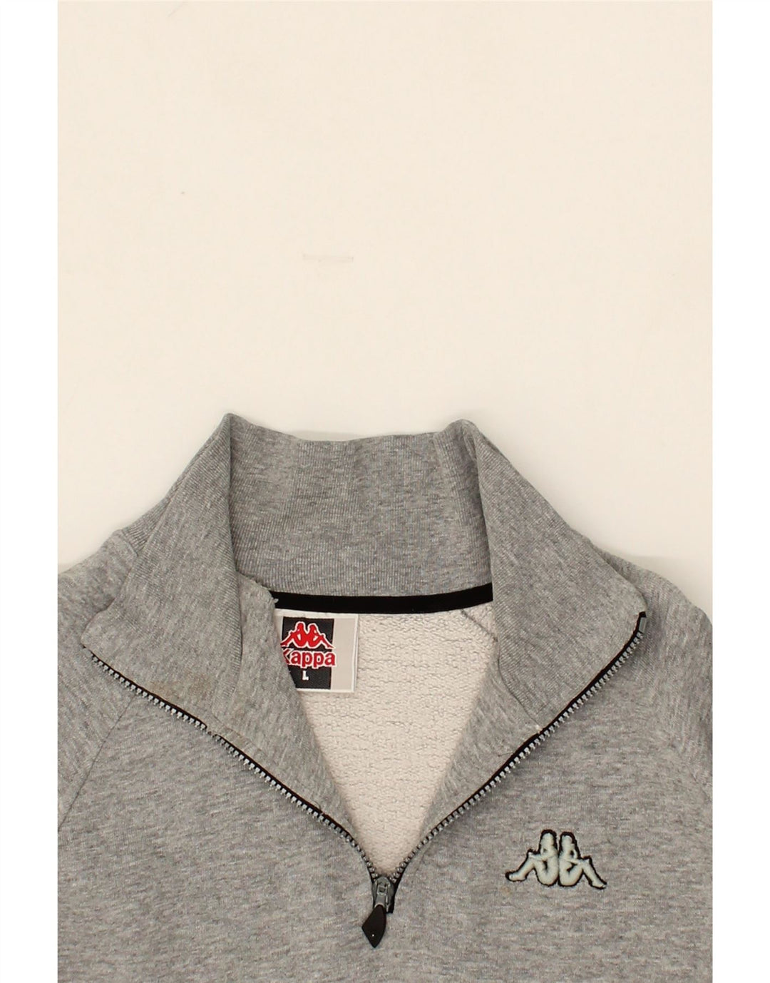 KAPPA Mens Zip Neck Sweatshirt Jumper Large Navy Blue Cotton Vintage Kappa and Second-Hand Kappa from Messina Hembry 