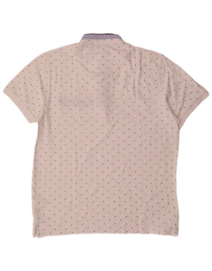 Pierre Cardin Polo para hombre con estampado abstracto de algodón blanco grande