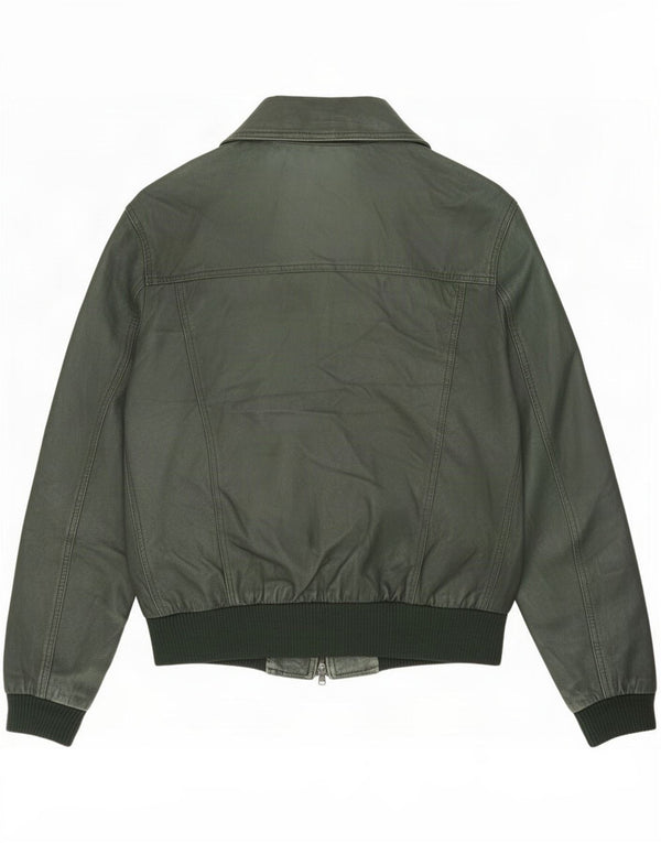 Chaqueta de cuero vintage para hombre Reino Unido 44 2XL Verde