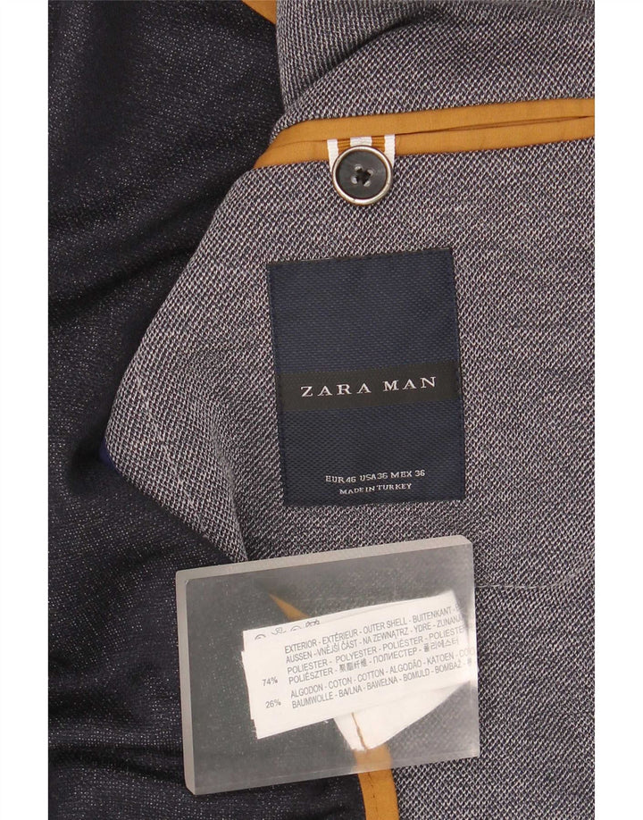 Zara Chaqueta tipo blazer de 2 botones para hombre EU 46 Small Gris Poliéster