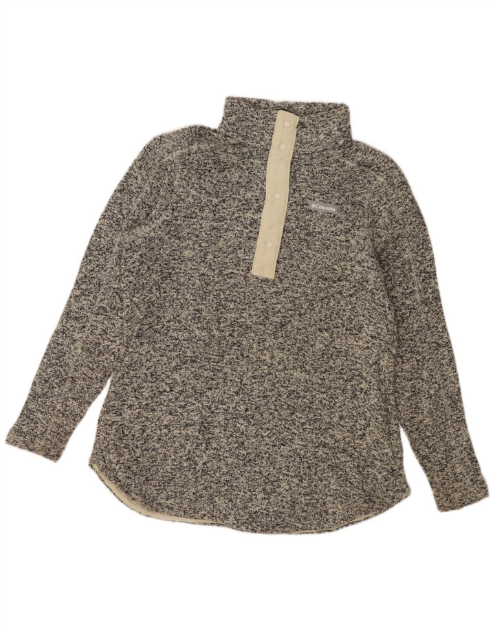 Columbia - Sudadera con cuello y botones para hombre, talla grande, poliéster moteado gris