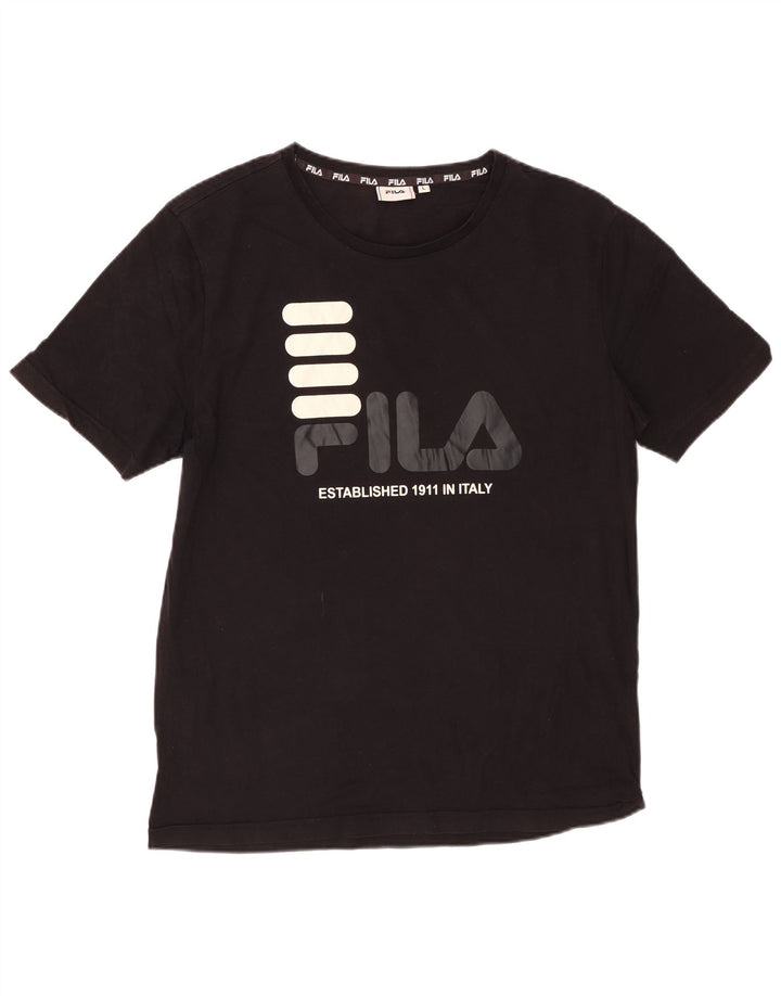 FILA - Camiseta gráfica para hombre, talla grande, color negro