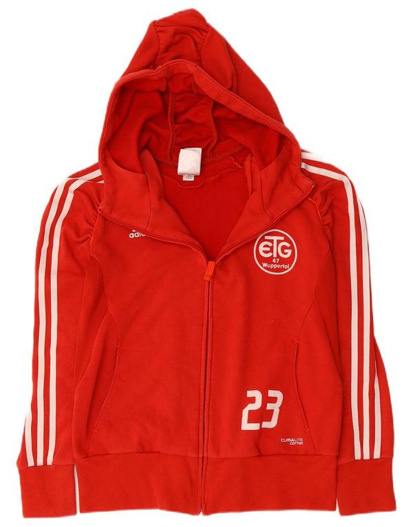Adidas Climalite Graphic Zip Sudadera con capucha para mujer Reino Unido 12 Mediano Rojo Algodón