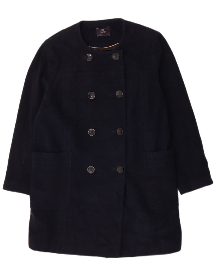 Marks & Spencer Abrigo cruzado para mujer UK 22 3XL Lana azul marino