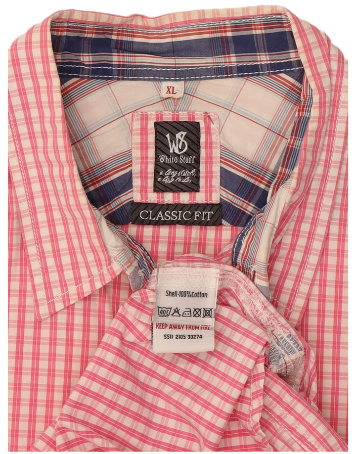 Camisa de corte clásico para hombre de White Stuff XL de algodón a cuadros rosas