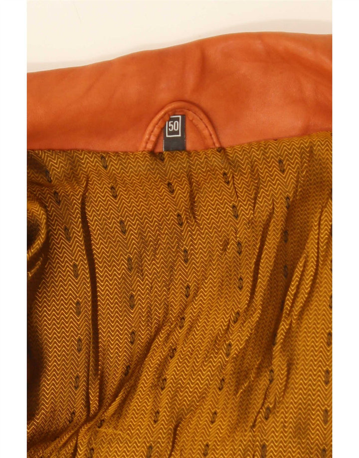 Chaqueta de cuero vintage para hombre IT 50 marrón grande