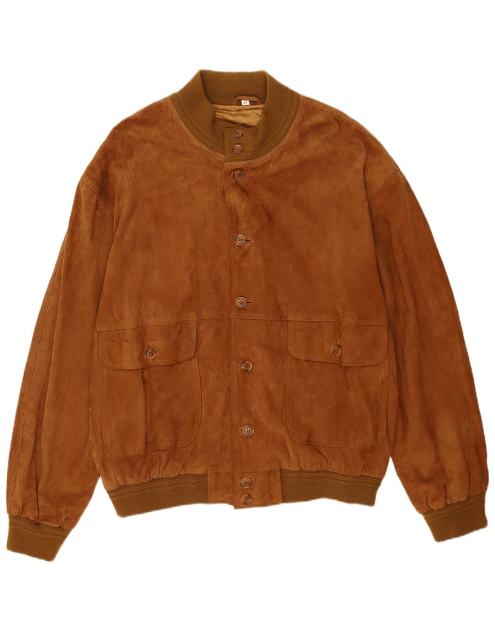 Vintage hombres ante bomber chaqueta IT 60 5XL cuero marrón