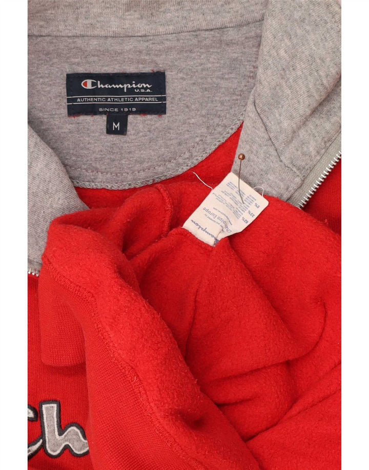 Champion Sudadera con gráfico extragrande y cuello con cremallera para hombre, color rojo medio
