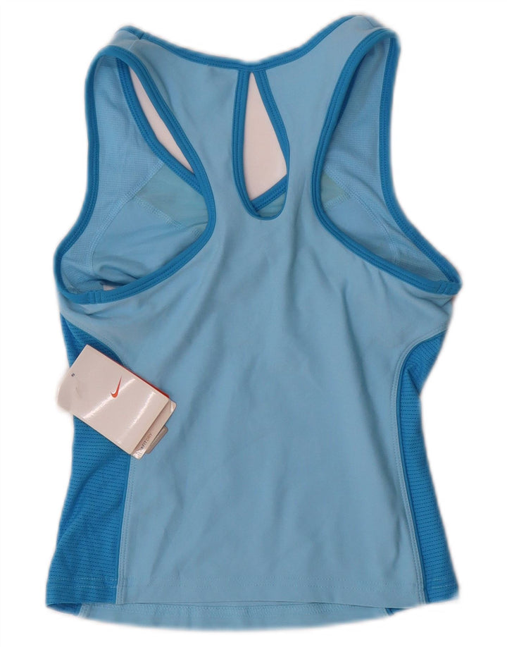 NIKE Top corto para mujer UK 4 XS Poliéster azul