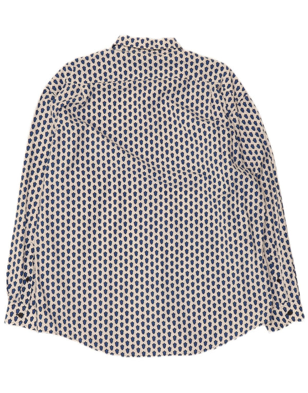 Souleiado Camisa de gran tamaño con patrón abstracto para mujer US 4 Small White