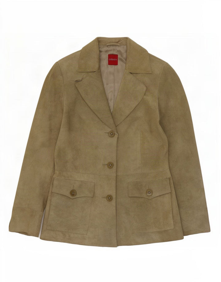 Olsen Chaqueta Blazer de Ante con 3 Botones para Mujer UK 8 Small Acetato Verde