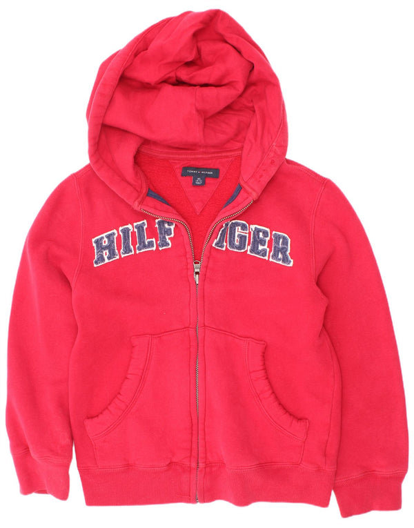 Tommy Hilfiger Suéter con capucha y cremallera gráfica para niños 4-5 años XS Algodón rojo