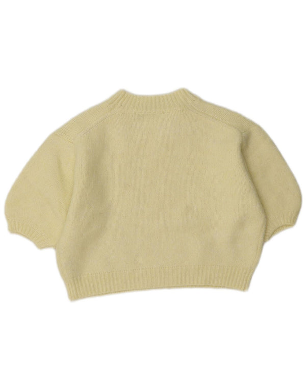 Zara Mujer Oversize Crop Crew Neck Jumper Sweater UK 6 XS Amarillo