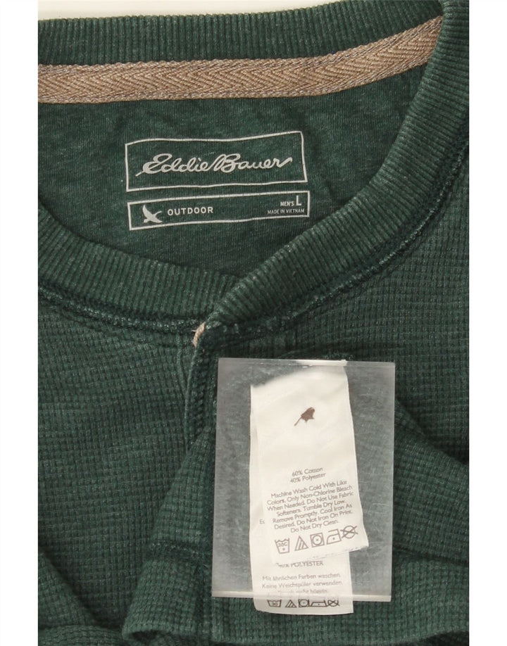 EDDIE BAUER Top Hombre Manga Larga Algodón Verde Grande