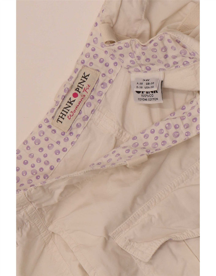 Pantalones cortos tipo cargo para mujer Think Pink W30 Algodón blanco mediano