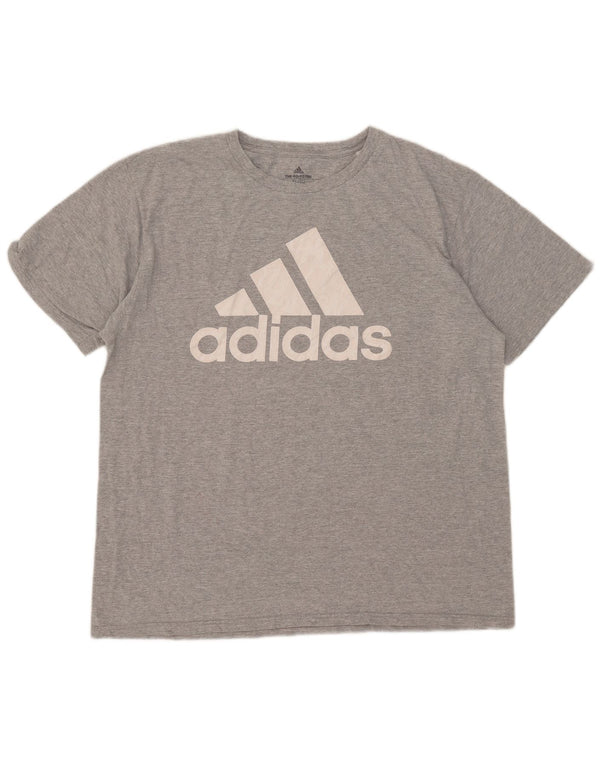 Adidas Hombre Camiseta Gráfica Top XL Gris Algodón