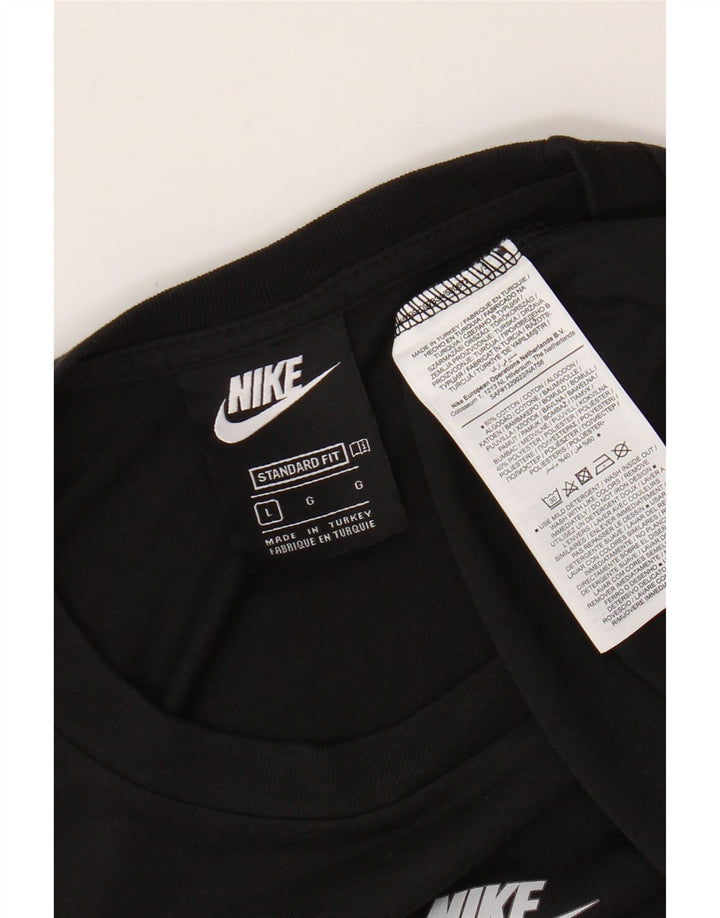 NIKE Camiseta de ajuste estándar para hombre, talla grande, algodón negro