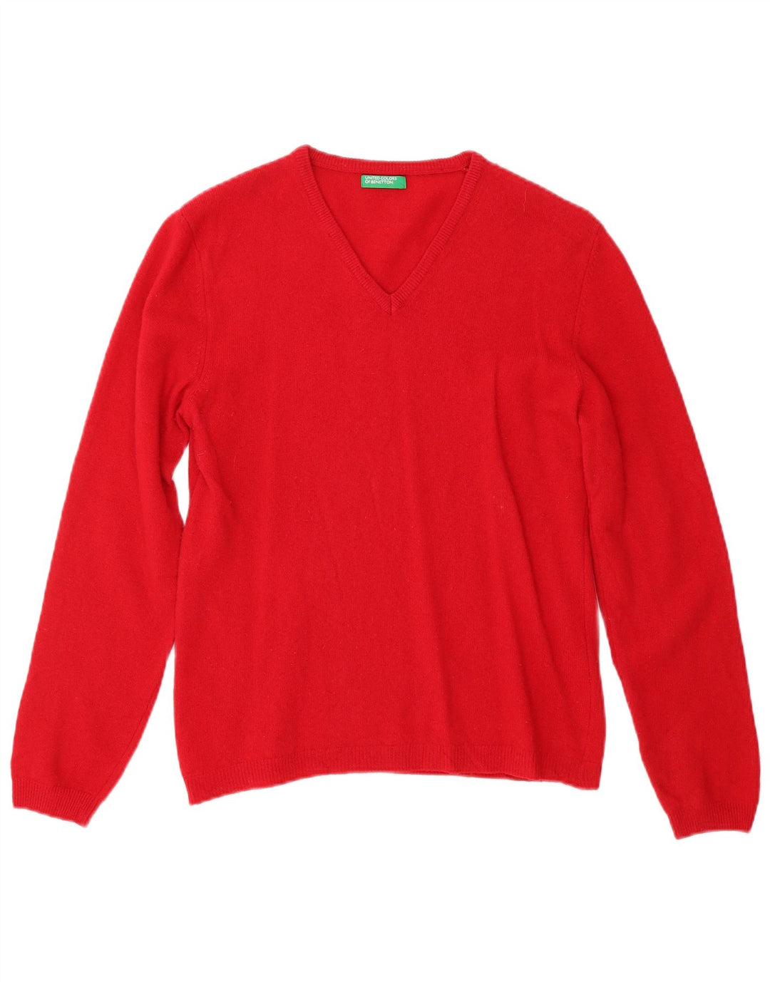 BENETTON Suéter con Cuello en V para Mujer UK 10 Small Rojo