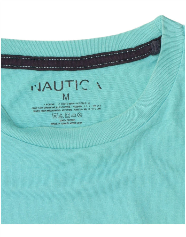 Nautica Camiseta gráfica para hombre Top medio algodón turquesa