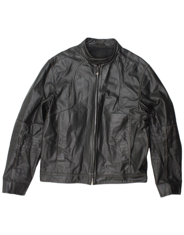 DAVID MAYER Chaqueta de cuero para hombre UK 38 Medium Black Leather
