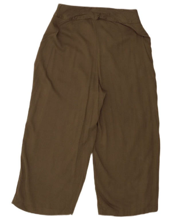 Oasis Pantalones Capri de Cintura Alta para Mujer UK 10 Small W30 L21 Caqui