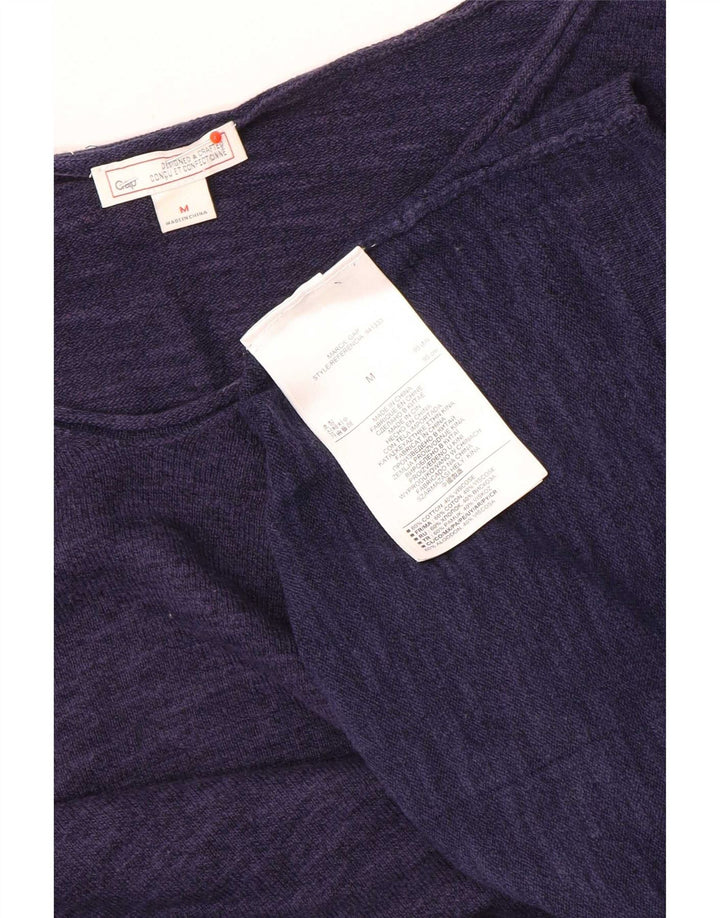 Gap Mujer Top Manga Larga UK 44 Medio Azul Marino Algodón Moteado