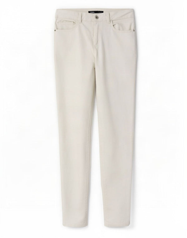 Zara Mujer Pantalones Casuales Pitillo EU 36 XS W26 L27 Blanco