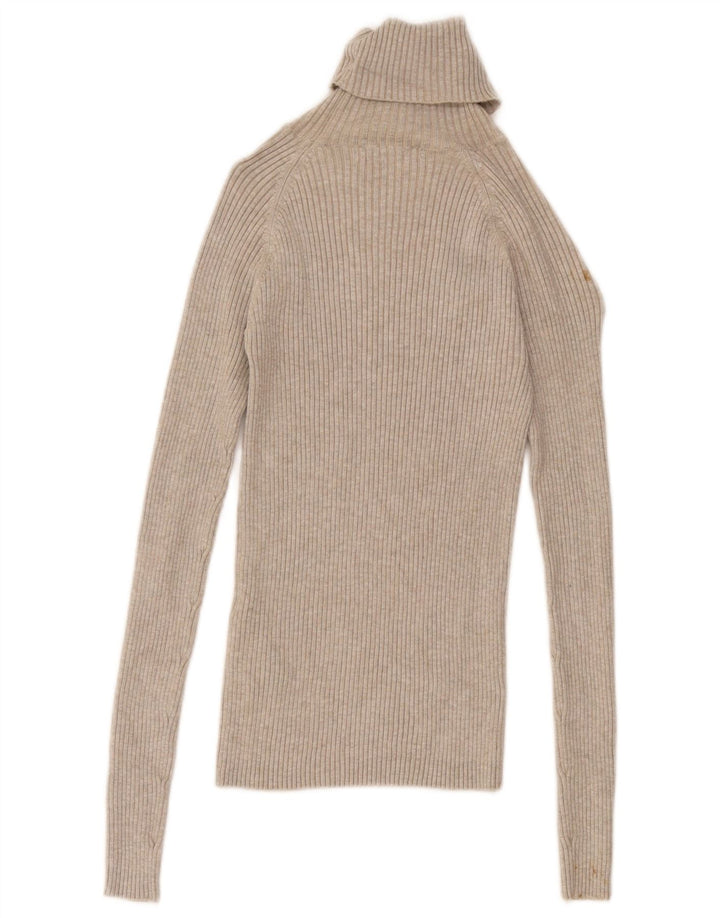 Zara Mujer Top Manga Larga UK 8 Small Gris Viscosa