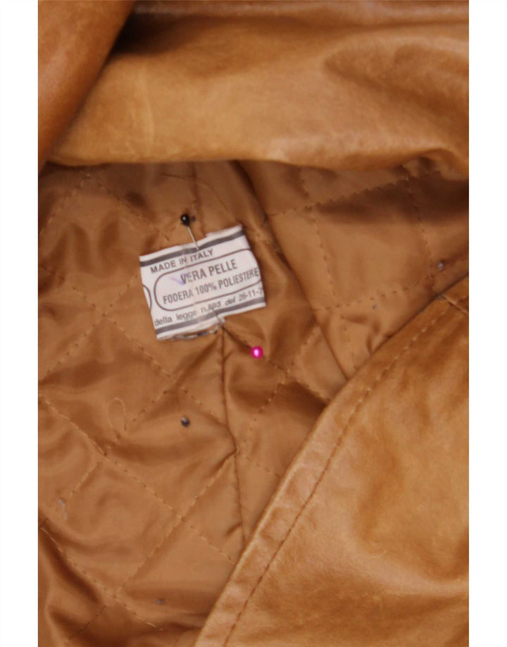 Abrigo Scout de cuero con doble botonadura para mujer UK 44 Beige mediano