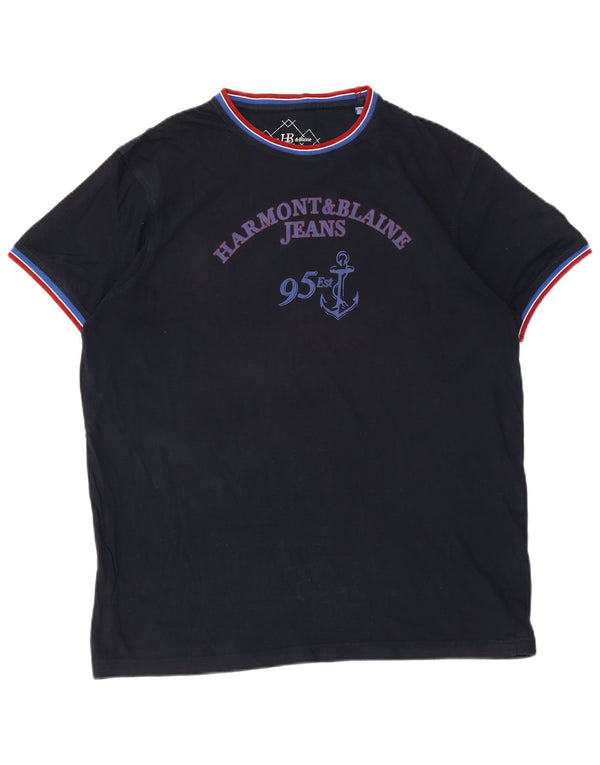 Harmont & Blaine Camiseta gráfica para hombre Top 2XL Algodón azul marino