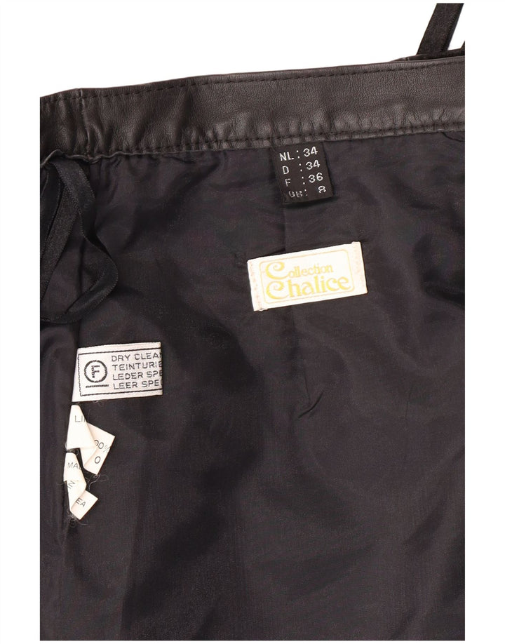 CHALICE Falda de cuero de cintura alta para mujer UK 8 Small W24 Cuero negro