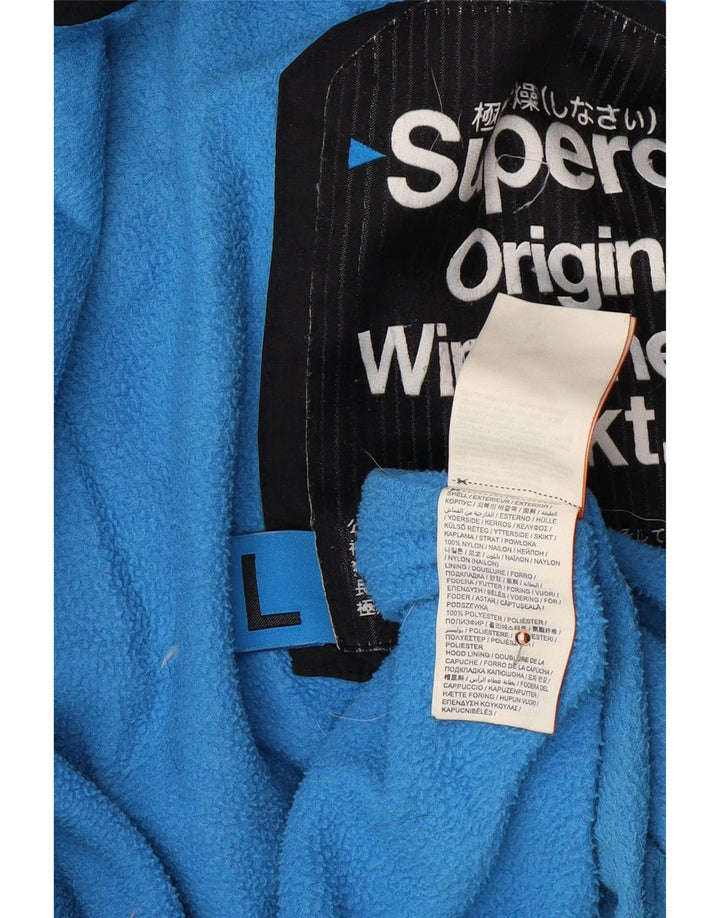 SUPERDRY Chaqueta cortavientos con capucha para hombre, talla 40, color negro