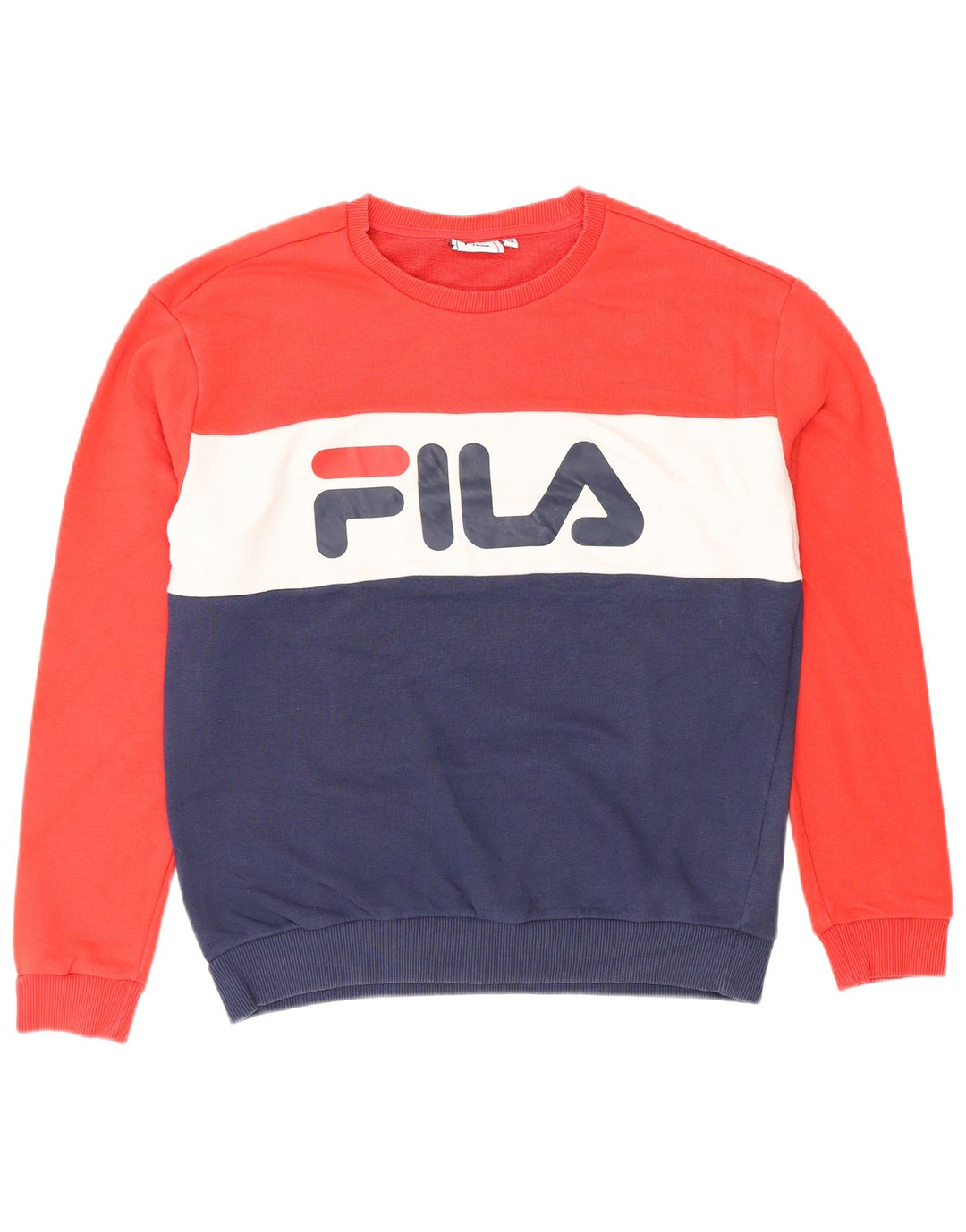 FILA Sudadera gráfica para mujer Jumper UK 14 Medium Azul marino Colorblock