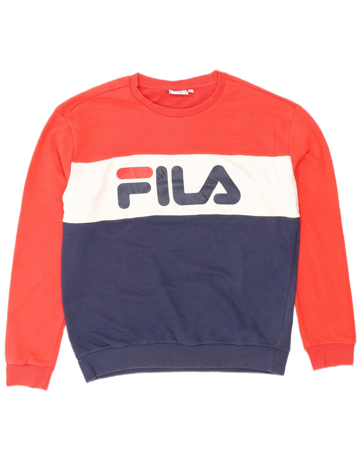 FILA Sudadera gráfica para mujer Jumper UK 14 Medium Azul marino Colorblock