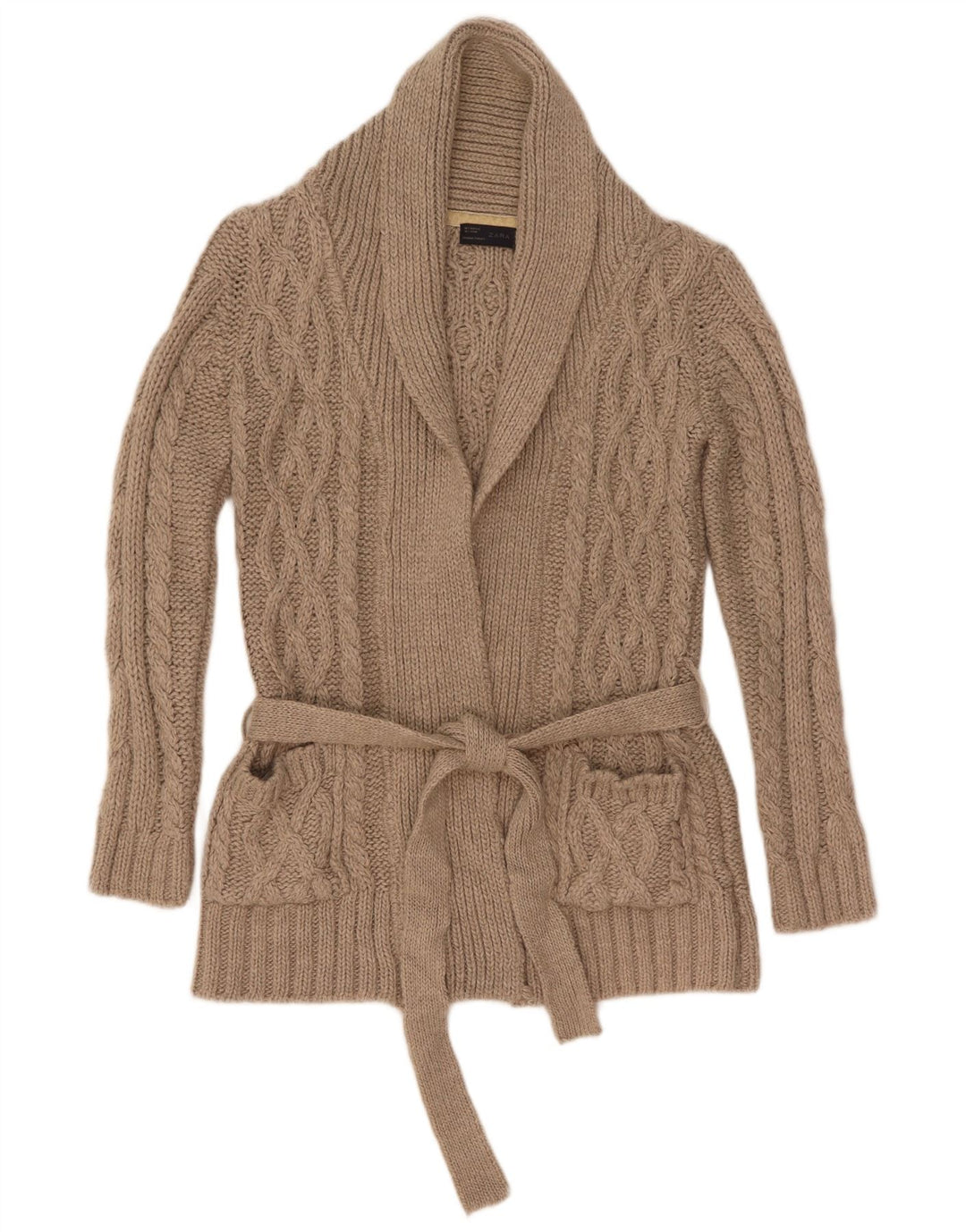 Zara Mujer Cárdigan Suéter UK 10 Small Gris Acrílico