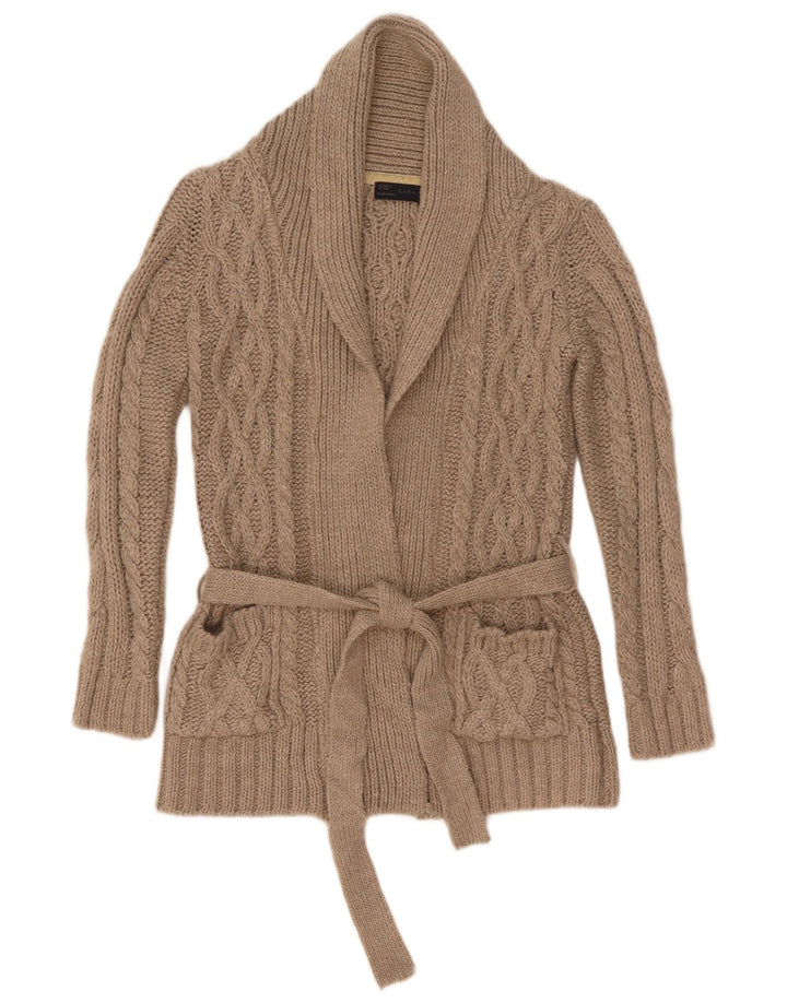 Zara Mujer Cárdigan Suéter UK 10 Small Gris Acrílico
