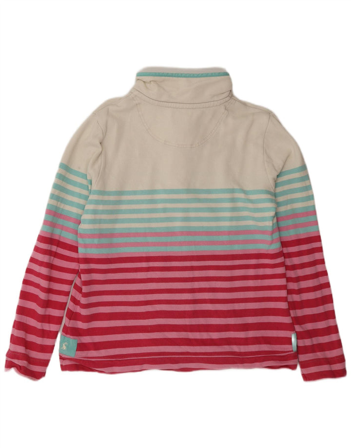 Joules - Sudadera con cuello y botones para mujer, talla grande, color rosa, algodón a rayas