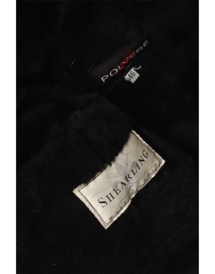 Vintage mujer shearling chaqueta IT 46 grande negro