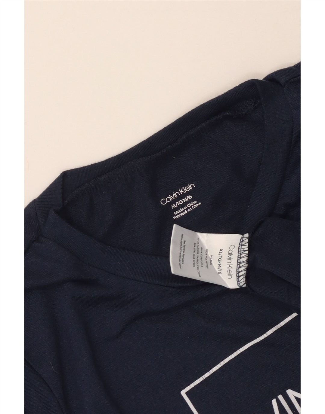 Calvin Klein Camiseta gráfica para niño 14-15 años XL Azul marino Poliéster