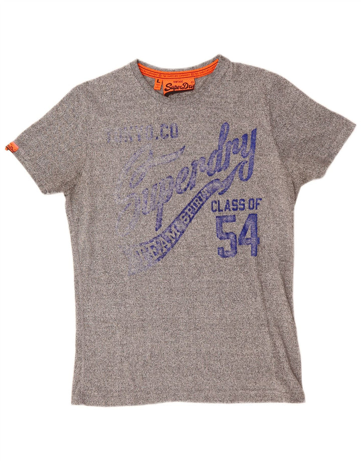 Superdry Camiseta con gráfico vintage para hombre, talla grande, de algodón moteado en gris